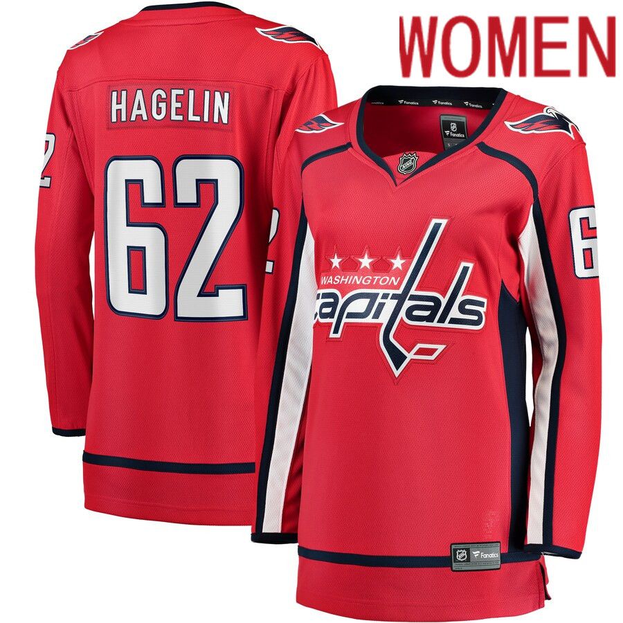 Women Washington Capitals #62 Carl Hagelin Fanatics Branded Red Home Breakaway Player NHL Jersey